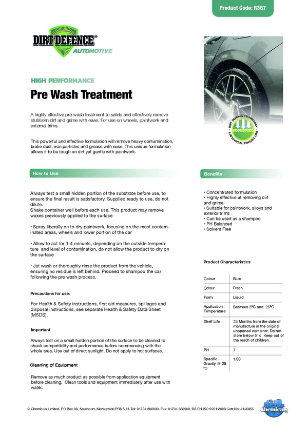 Pre wash Datasheet PDF 